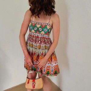 ZARA Multicolor Embellished Babydoll Tank Dress Size M